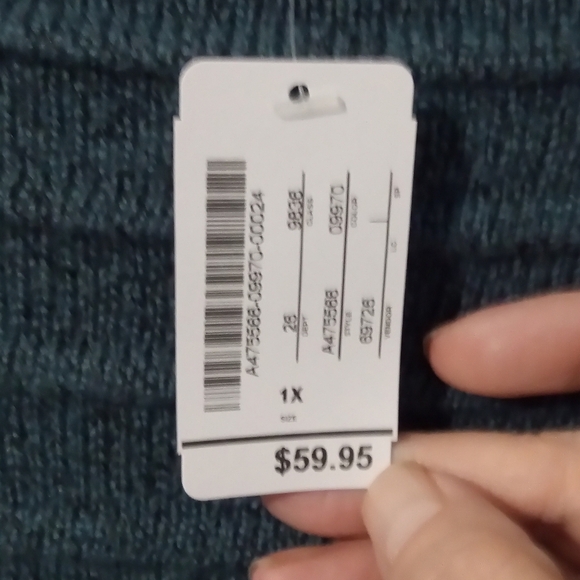 Christopher & Banks Blue Crew Neck Sweater with Textured Ribbing - Picture 2 of 3